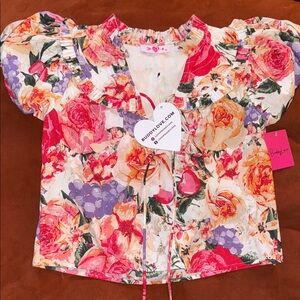 Buddy Love Floral Blouse - Red, Purple, Cream